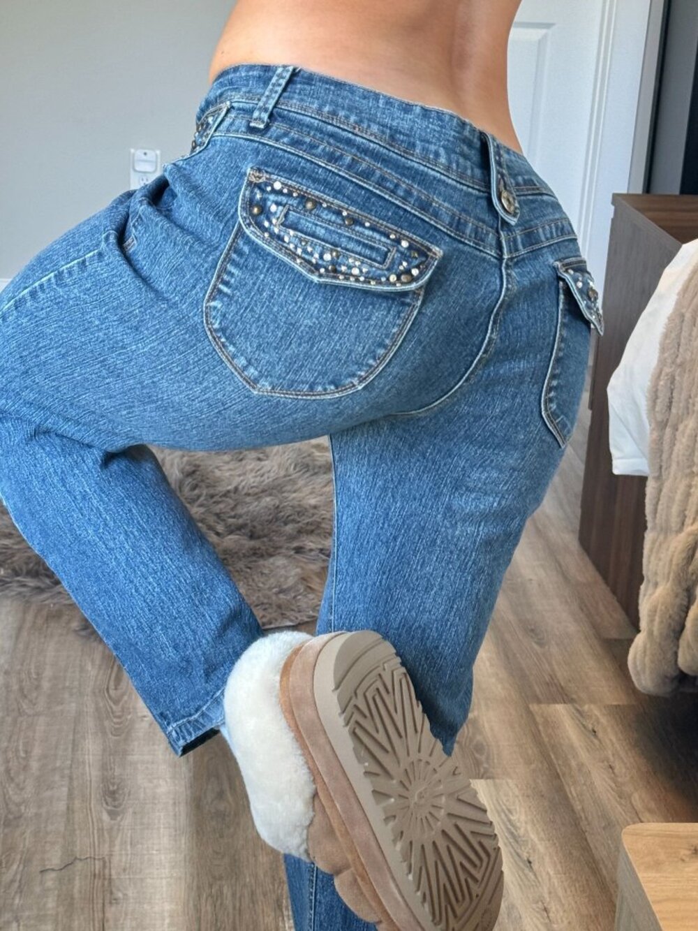 Vintage Y2K Jolt Low Rise Bootcut Jeans Womens 11 Embellished Rhinestones Grunge
